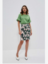 Moodo Бежово-зелена дамска пола на цветя с колан Moodo