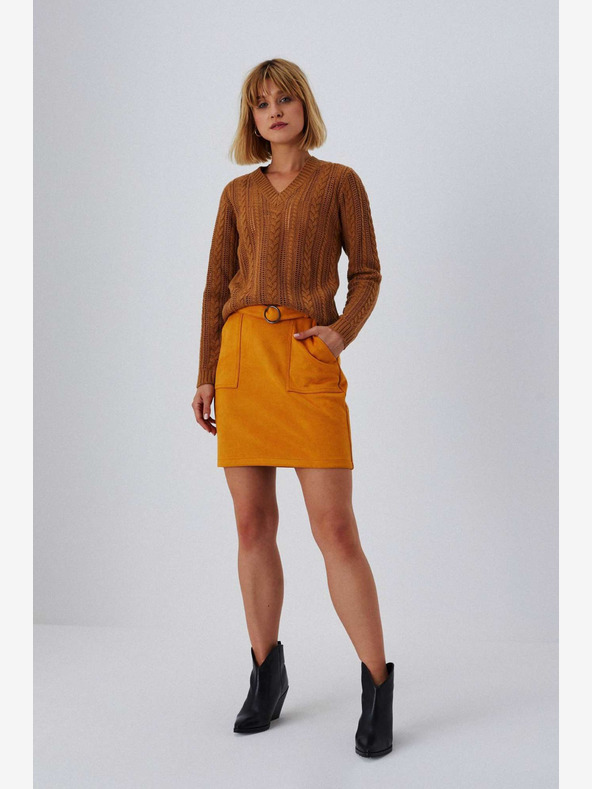 Moodo Оранжева дамска пола от велур Moodo