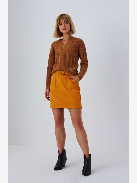 Moodo Оранжева дамска пола от велур Moodo