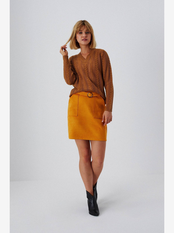 Moodo Оранжева дамска пола от велур Moodo