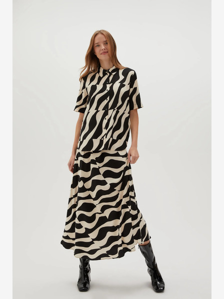 Moodo Бежово-черен дамски шарен шал Moodo