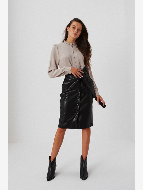 Moodo Черна дамска пола от изкуствена кожа Moodo