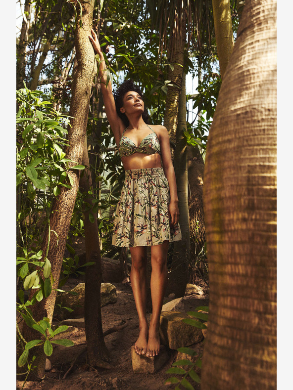 Moodo Светлозелена дамска пола на цветя Moodo