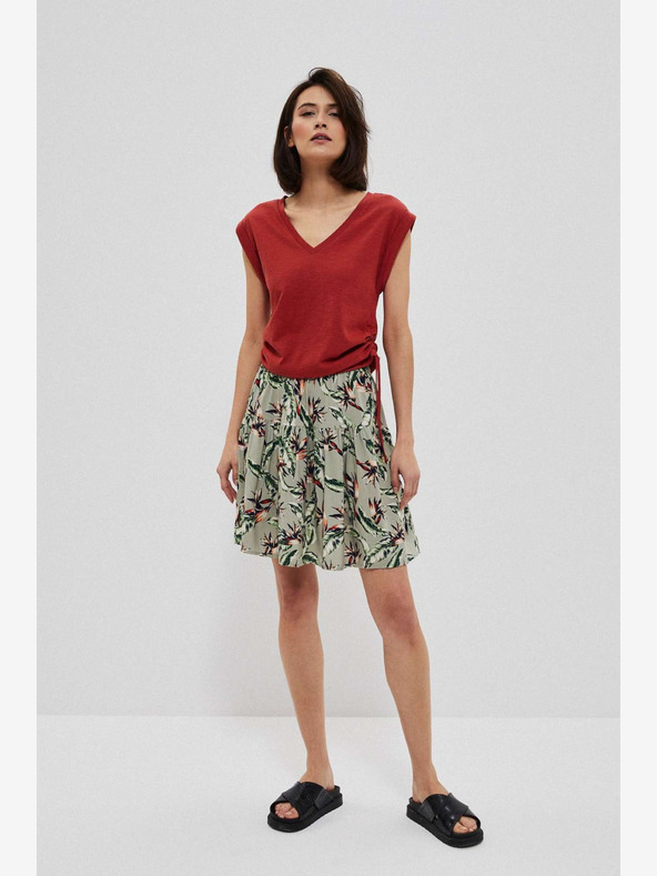 Moodo Светлозелена дамска пола на цветя Moodo