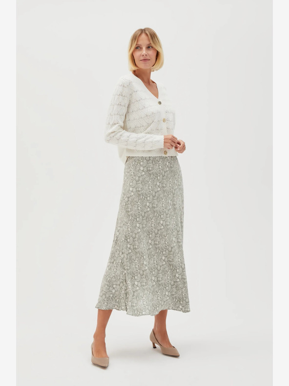 Moodo Зелена и бяла дамска пола с шарки Moodo