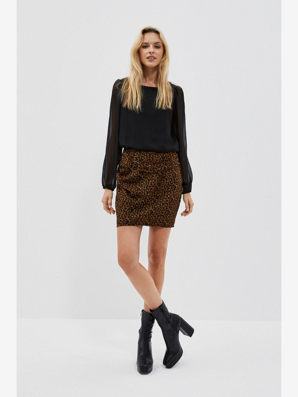 Moodo Черно-кафява дамска шарена пола Moodo