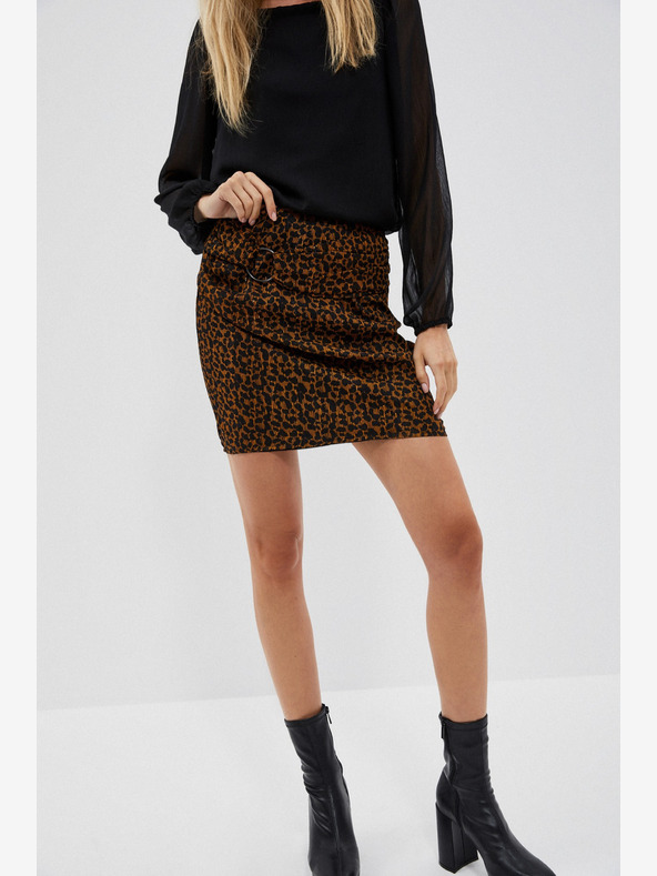 Moodo Черно-кафява дамска шарена пола Moodo