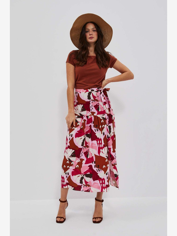 Moodo Червена и розова дамска шарена пола Moodo