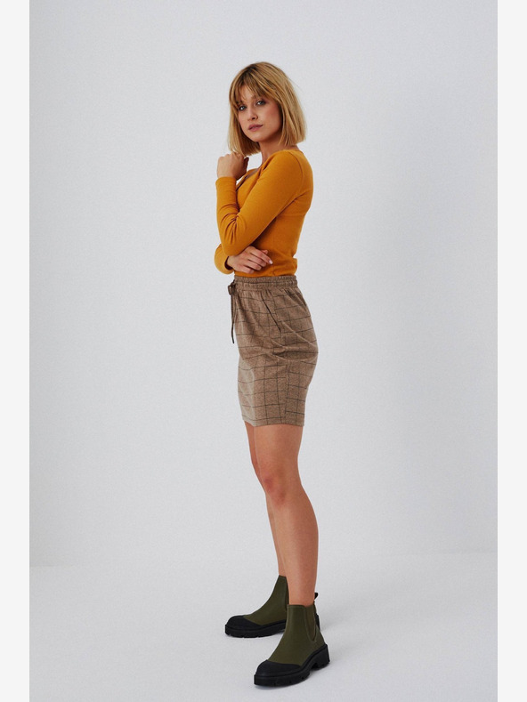 Moodo Кафява дамска карирана пола Moodo