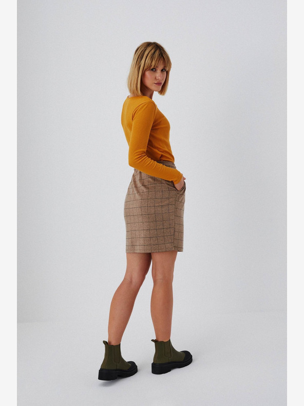 Moodo Кафява дамска карирана пола Moodo