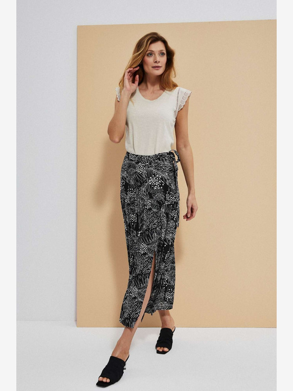 Moodo Бяло-черна дамска шарена пола Moodo