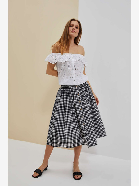 Moodo Бяло-черна карирана дамска пола Moodo