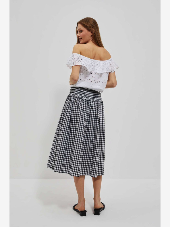 Moodo Бяло-черна карирана дамска пола Moodo