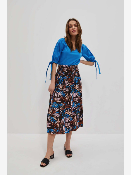 Moodo Синя и кафява дамска шарена пола Moodo