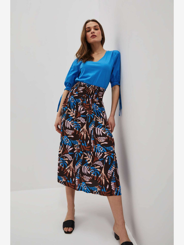 Moodo Синя и кафява дамска шарена пола Moodo