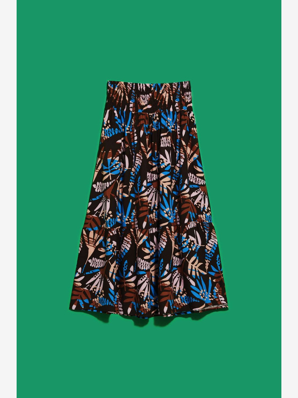 Moodo Синя и кафява дамска шарена пола Moodo