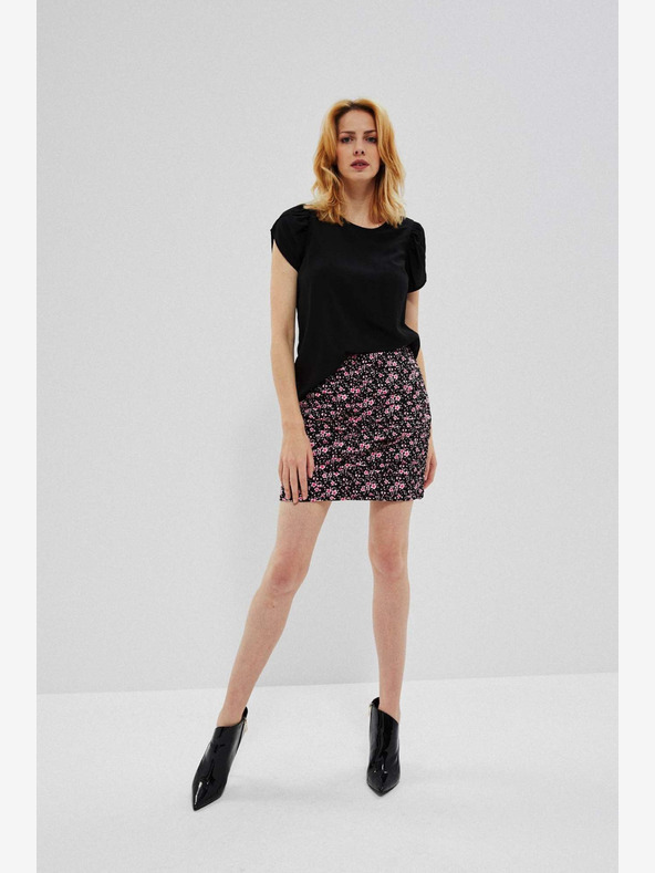 Moodo Розово-черна дамска пола на цветя Moodo