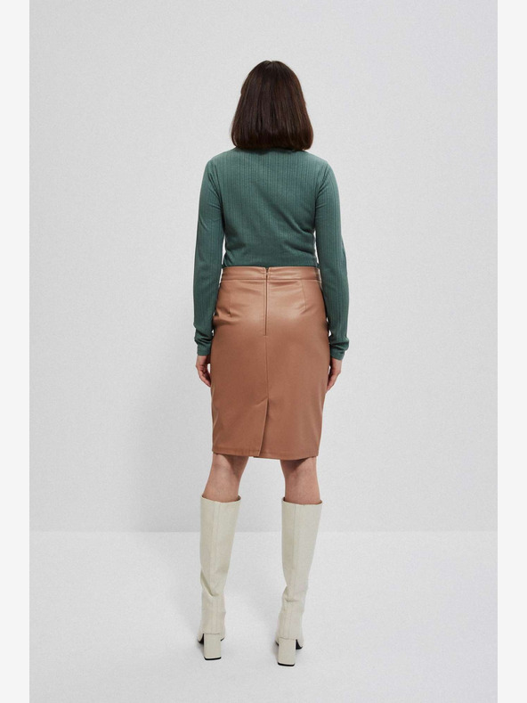 Moodo Кафяв дамски кожен панталон Moodo