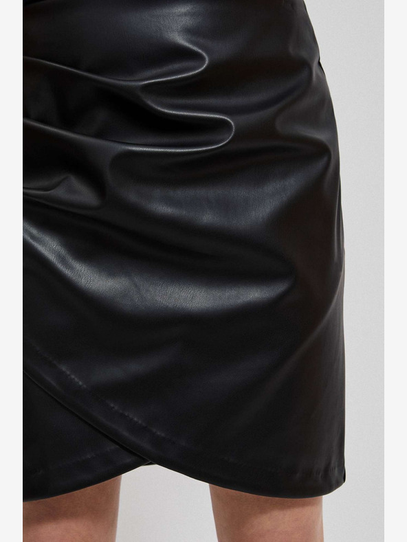 Moodo Черна дамска пола от изкуствена кожа Moodo