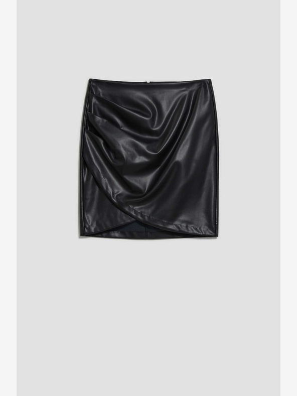 Moodo Черна дамска пола от изкуствена кожа Moodo