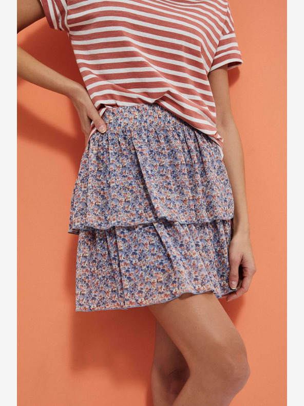 Moodo Синя дамска пола с флорални мотиви Moodo