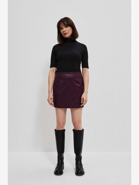 Moodo Бургундска дамска пола от изкуствена кожа Moodo