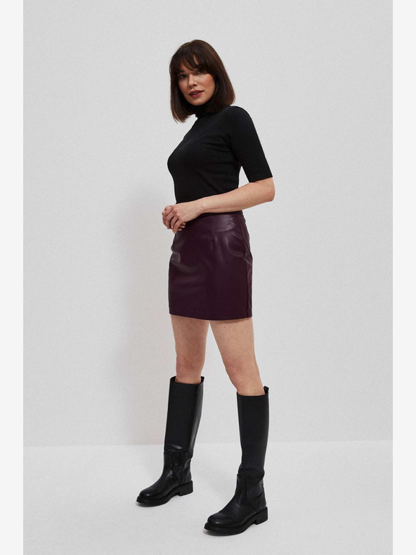 Moodo Бургундска дамска пола от изкуствена кожа Moodo