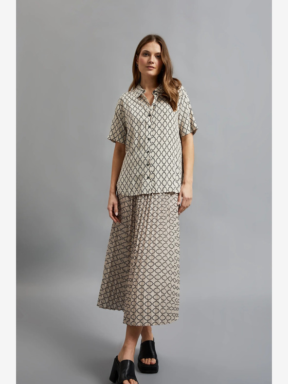 Moodo Бежова дамска плисирана пола с шарка Moodo