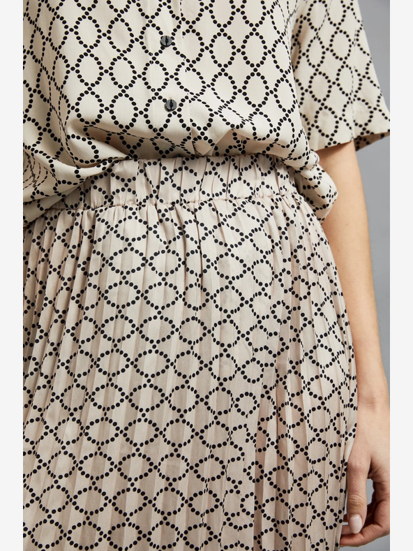 Moodo Бежова дамска плисирана пола с шарка Moodo