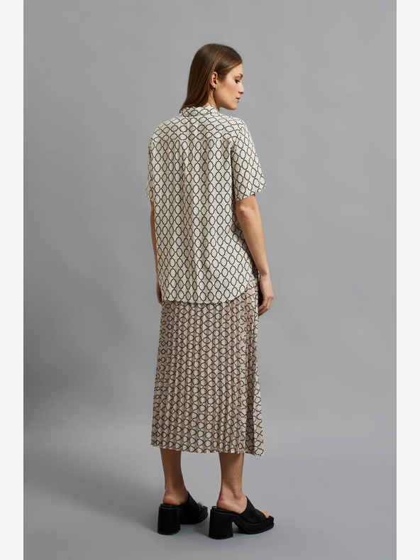 Moodo Бежова дамска плисирана пола с шарка Moodo