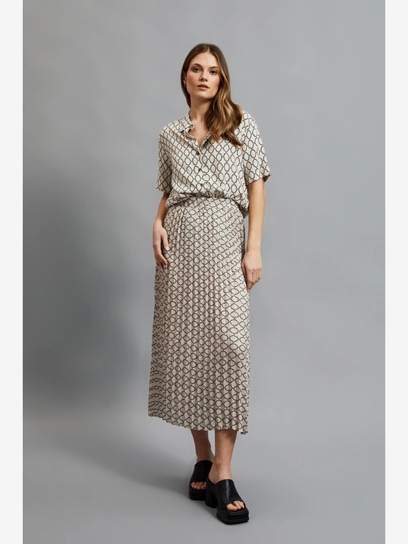 Moodo Бежова дамска плисирана пола с шарка Moodo