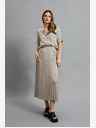 Moodo Бежова дамска плисирана пола с шарка Moodo