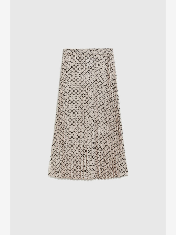 Moodo Бежова дамска плисирана пола с шарка Moodo