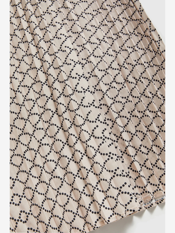 Moodo Бежова дамска плисирана пола с шарка Moodo