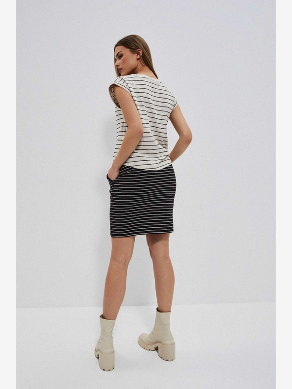 Moodo Бяло-черна раирана пола за жени Moodo