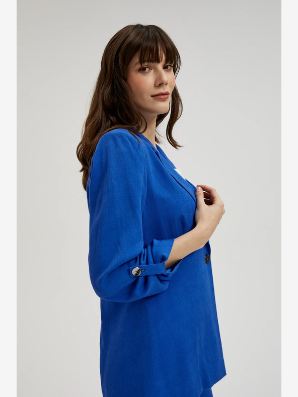 Moodo Синьо ленено яке с 3/4 ръкав Moodo