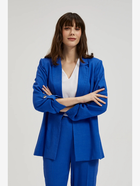 Moodo Синьо ленено яке с 3/4 ръкав Moodo