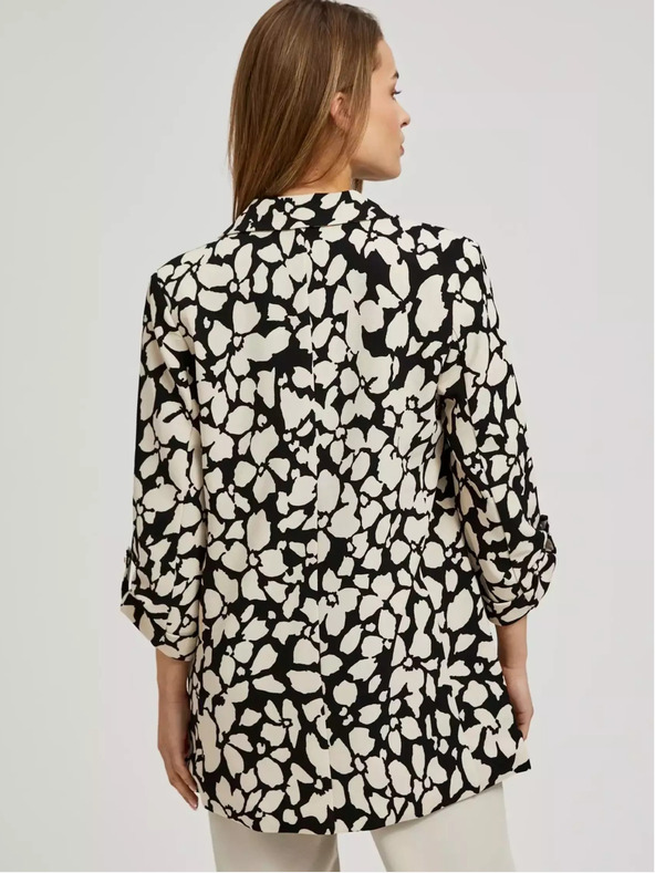 Moodo Черно-кремав дамски шарен блейзър Moodo