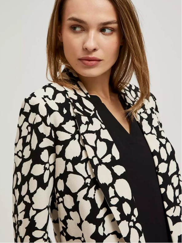 Moodo Черно-кремав дамски шарен блейзър Moodo