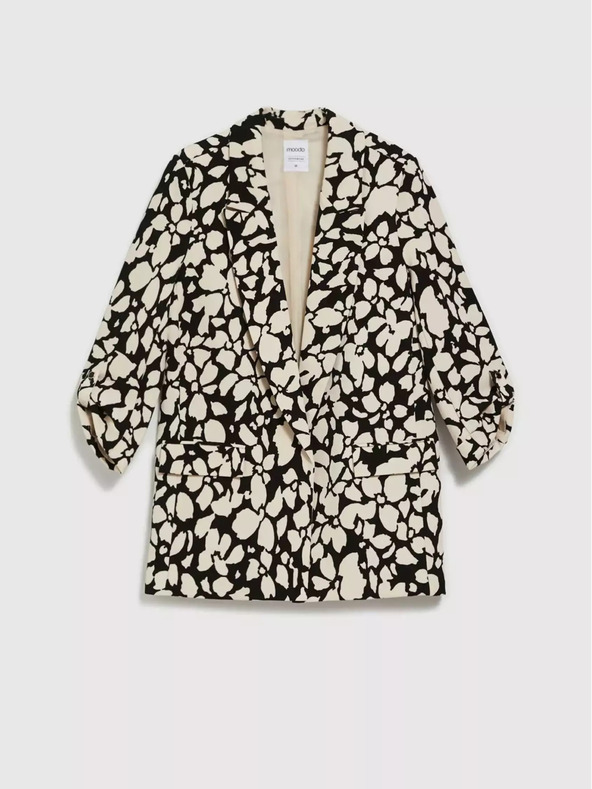 Moodo Черно-кремав дамски шарен блейзър Moodo