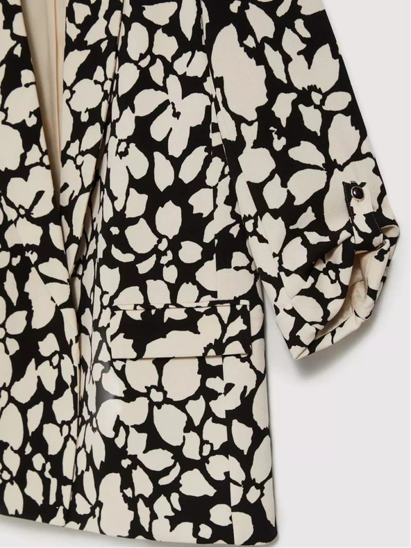 Moodo Черно-кремав дамски шарен блейзър Moodo