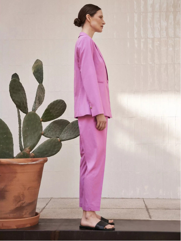 Moodo Розово едноредно сако с дълъг ръкав Moodo