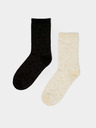 Moodo Комплект от два чифта дамски чорапи в черно и бежово Moodo