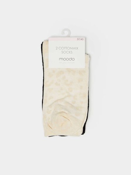 Moodo Комплект от два чифта дамски чорапи в черно и бежово Moodo
