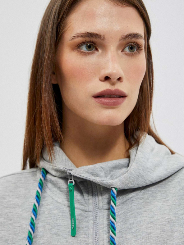 Moodo Сиво-зелена дамска качулка с цип Moodo