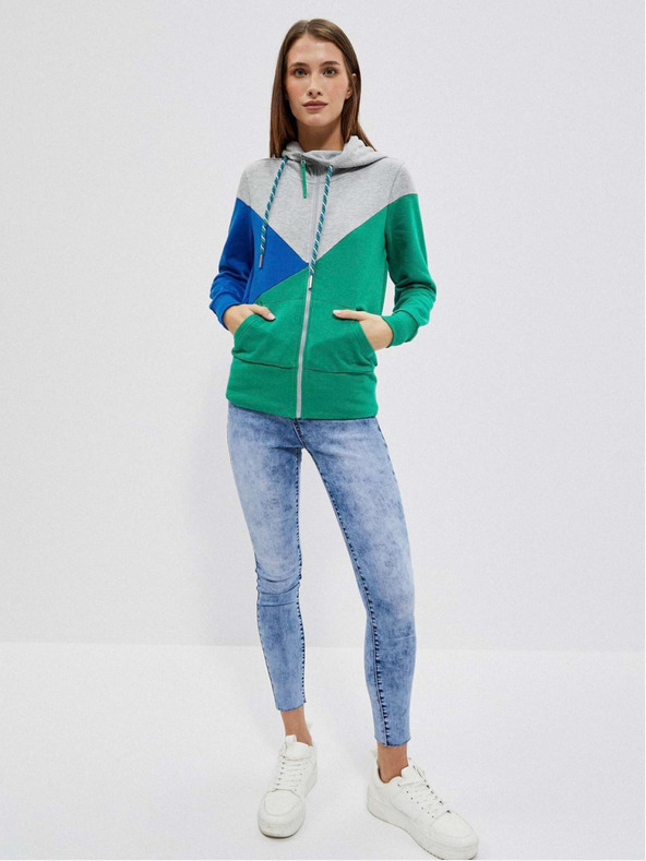 Moodo Сиво-зелена дамска качулка с цип Moodo