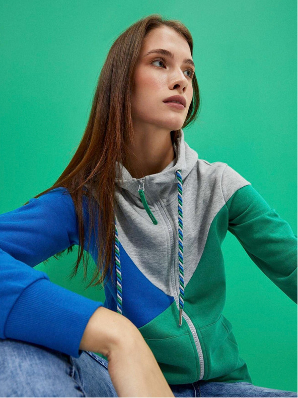 Moodo Сиво-зелена дамска качулка с цип Moodo