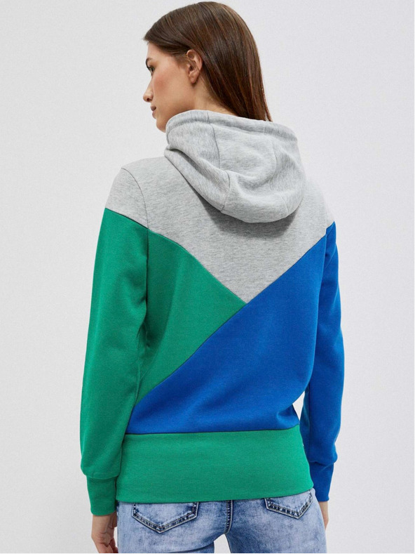 Moodo Сиво-зелена дамска качулка с цип Moodo