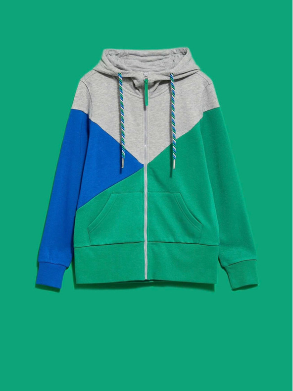 Moodo Сиво-зелена дамска качулка с цип Moodo