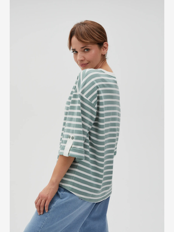 Moodo Бяло и зелено дамско раирано потниче Moodo